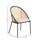 Chaise de salle à manger urbaine moderne et élégante avec assise en cuir et dossier en osier pour la salle à manger et la cuisine