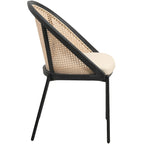 Chaise de salle à manger urbaine moderne et élégante avec assise en cuir et dossier en osier pour la salle à manger et la cuisine