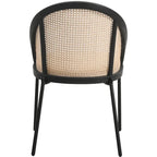 Chaise de salle à manger urbaine moderne et élégante avec assise en cuir et dossier en osier pour la salle à manger et la cuisine