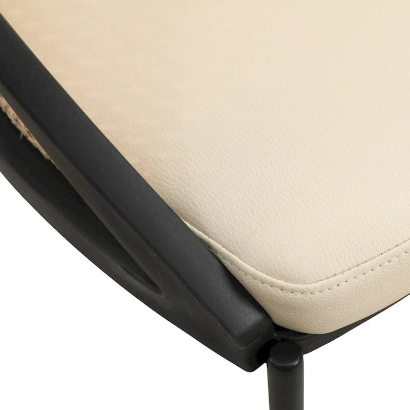 Chaise de salle à manger urbaine moderne et élégante avec assise en cuir et dossier en osier pour la salle à manger et la cuisine