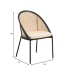 Chaise de salle à manger urbaine moderne et élégante avec assise en cuir et dossier en osier pour la salle à manger et la cuisine