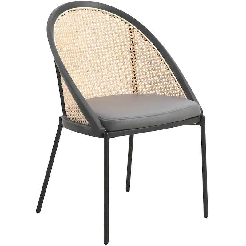 Chaise de salle à manger urbaine moderne et élégante avec assise en cuir et dossier en osier pour la salle à manger et la cuisine