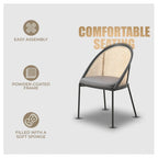 Chaise de salle à manger urbaine moderne et élégante avec assise en cuir et dossier en osier pour la salle à manger et la cuisine
