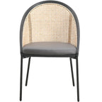 Chaise de salle à manger urbaine moderne et élégante avec assise en cuir et dossier en osier pour la salle à manger et la cuisine