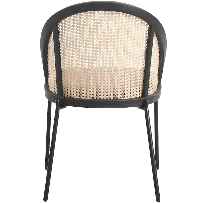 Chaise de salle à manger urbaine moderne et élégante avec assise en cuir et dossier en osier pour la salle à manger et la cuisine