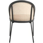 Chaise de salle à manger urbaine moderne et élégante avec assise en cuir et dossier en osier pour la salle à manger et la cuisine