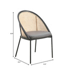 Chaise de salle à manger urbaine moderne et élégante avec assise en cuir et dossier en osier pour la salle à manger et la cuisine