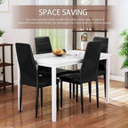 Ensemble de salle à manger de cuisine moderne 5 pièces, ensemble de dînette hauteur comptoir avec plateau aspect marbre et 4 chaises rembourrées en cuir PU