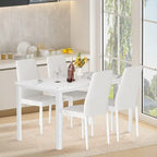 Ensemble de salle à manger de cuisine moderne 5 pièces, ensemble de dînette hauteur comptoir avec plateau aspect marbre et 4 chaises rembourrées en cuir PU
