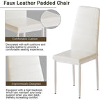 Ensemble de salle à manger de cuisine moderne 5 pièces, ensemble de dînette hauteur comptoir avec plateau aspect marbre et 4 chaises rembourrées en cuir PU