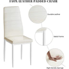 Ensemble de salle à manger de cuisine moderne 5 pièces, ensemble de dînette hauteur comptoir avec plateau aspect marbre et 4 chaises rembourrées en cuir PU