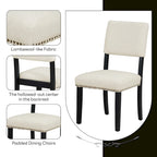 Modern 5-Piece Round Dining Table Set Pedestal Kitchen Table Set with 4 Upholstered Dining Chairs