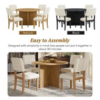 Modern 5-Piece Round Dining Table Set Pedestal Kitchen Table Set with 4 Upholstered Dining Chairs