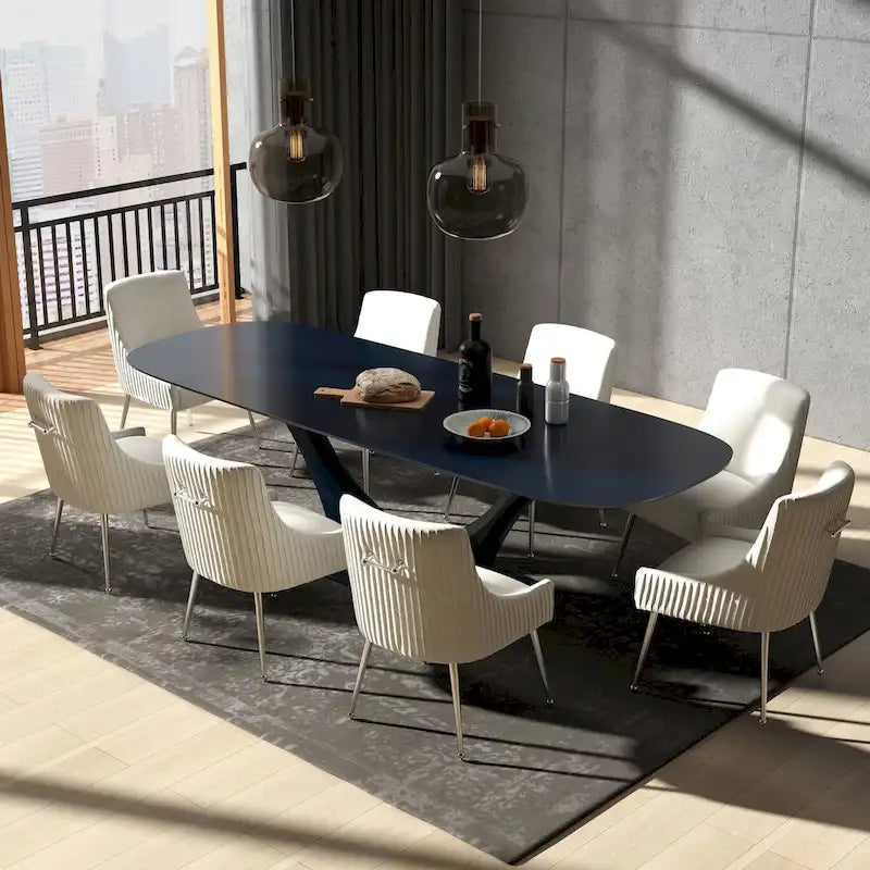 Lot de 8 chaises de salle à manger SEYNAR Modern Glam en velours, chaises capitonnées pour salon (sans table)