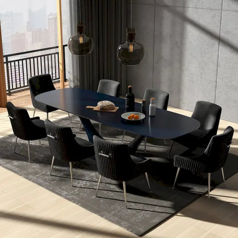 Lot de 8 chaises de salle à manger SEYNAR Modern Glam en velours, chaises capitonnées pour salon (sans table)