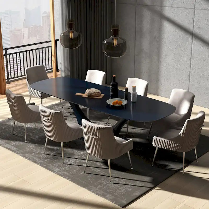 Lot de 8 chaises de salle à manger SEYNAR Modern Glam en velours, chaises capitonnées pour salon (sans table)