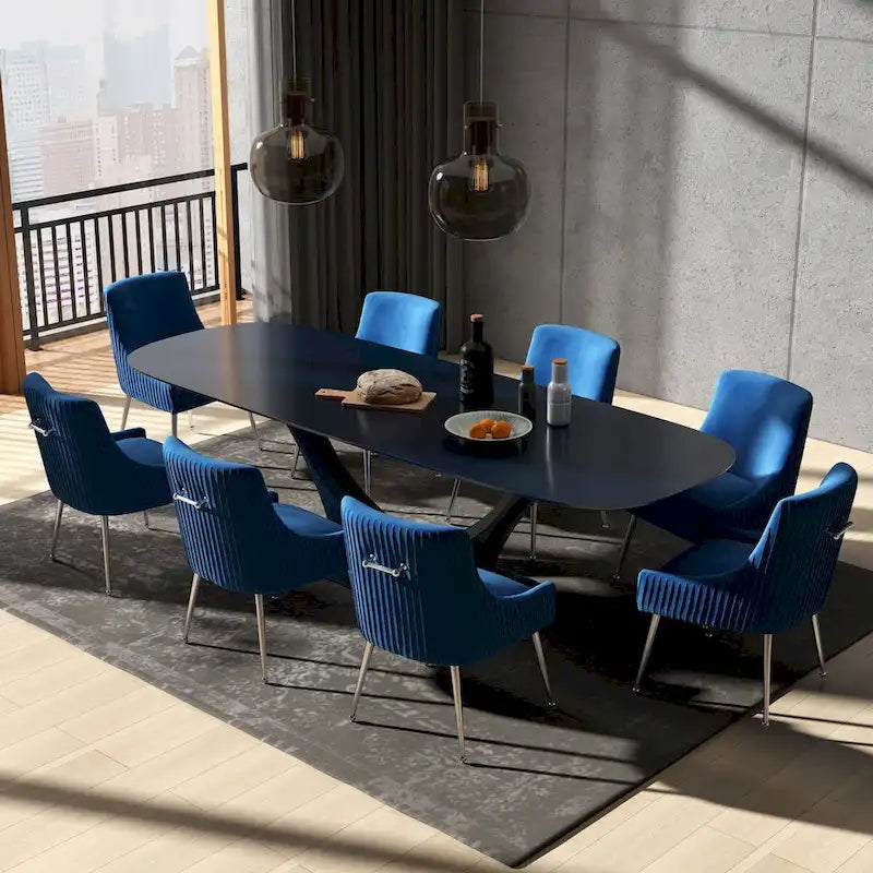 Lot de 8 chaises de salle à manger SEYNAR Modern Glam en velours, chaises capitonnées pour salon (sans table)