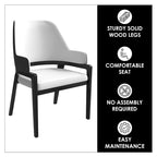 Ethora Leather Dining Chair with Curved Open Back and Rubberwood Legs