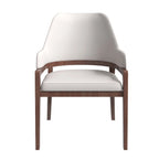 Ethora Leather Dining Chair with Curved Open Back and Rubberwood Legs