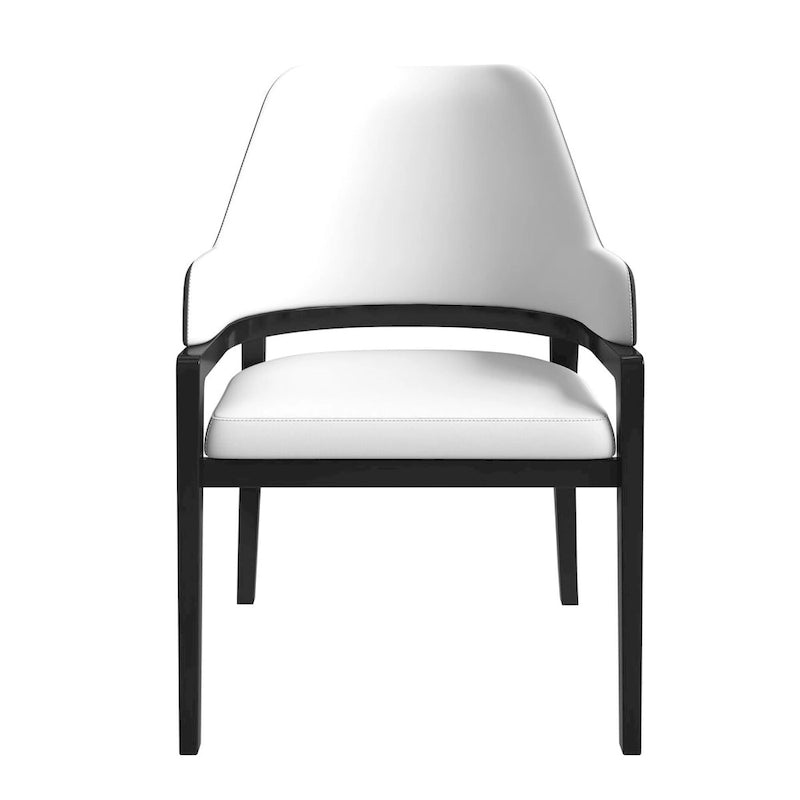 Ethora Leather Dining Chair with Curved Open Back and Rubberwood Legs