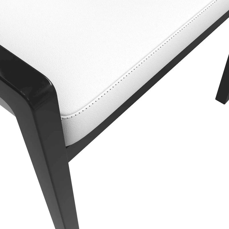 Ethora Leather Dining Chair with Curved Open Back and Rubberwood Legs