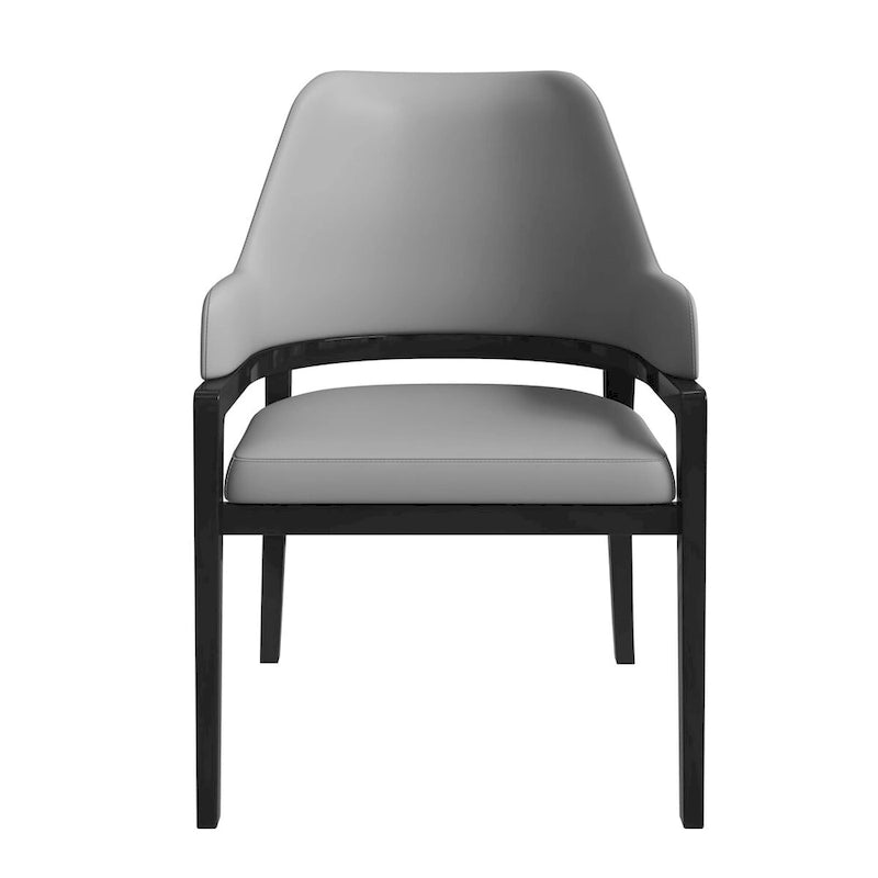 Ethora Leather Dining Chair with Curved Open Back and Rubberwood Legs