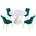 Ensemble de table à manger de luxe blanc brillant avec 48 chaises en velours