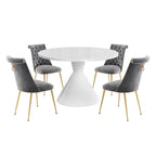 Ensemble de table à manger de luxe blanc brillant avec 48 chaises en velours