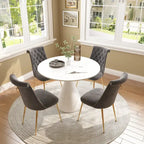 Ensemble de table à manger de luxe blanc brillant avec 48 chaises en velours