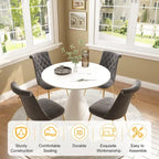 Ensemble de table à manger de luxe blanc brillant avec 48 chaises en velours