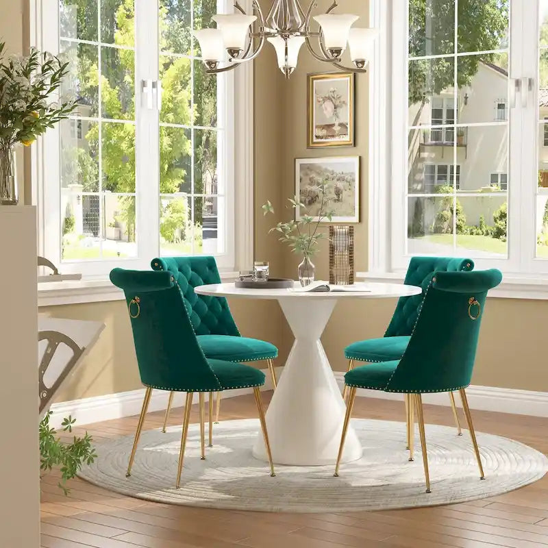 Ensemble de table à manger de luxe blanc brillant avec 48 chaises en velours