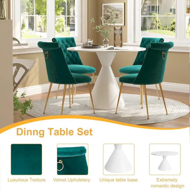 Ensemble de table à manger de luxe blanc brillant avec 48 chaises en velours