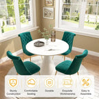 Ensemble de table à manger de luxe blanc brillant avec 48 chaises en velours