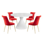 Ensemble de table à manger de luxe blanc brillant avec 48 chaises en velours