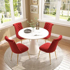 Ensemble de table à manger de luxe blanc brillant avec 48 chaises en velours