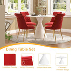 Ensemble de table à manger de luxe blanc brillant avec 48 chaises en velours