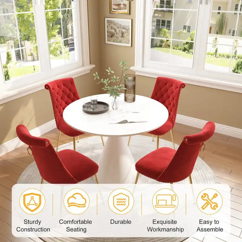 Ensemble de table à manger de luxe blanc brillant avec 48 chaises en velours