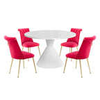 Ensemble de table à manger de luxe blanc brillant avec 48 chaises en velours