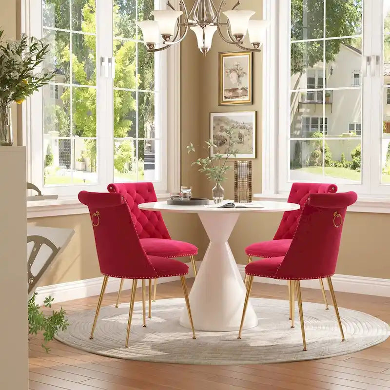 Ensemble de table à manger de luxe blanc brillant avec 48 chaises en velours