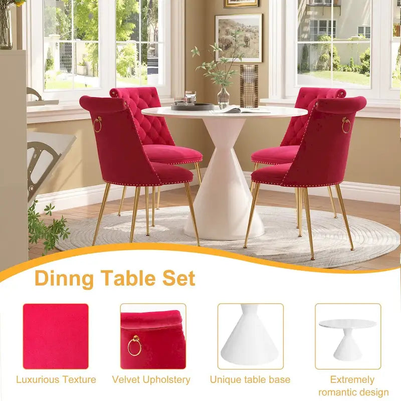 Ensemble de table à manger de luxe blanc brillant avec 48 chaises en velours