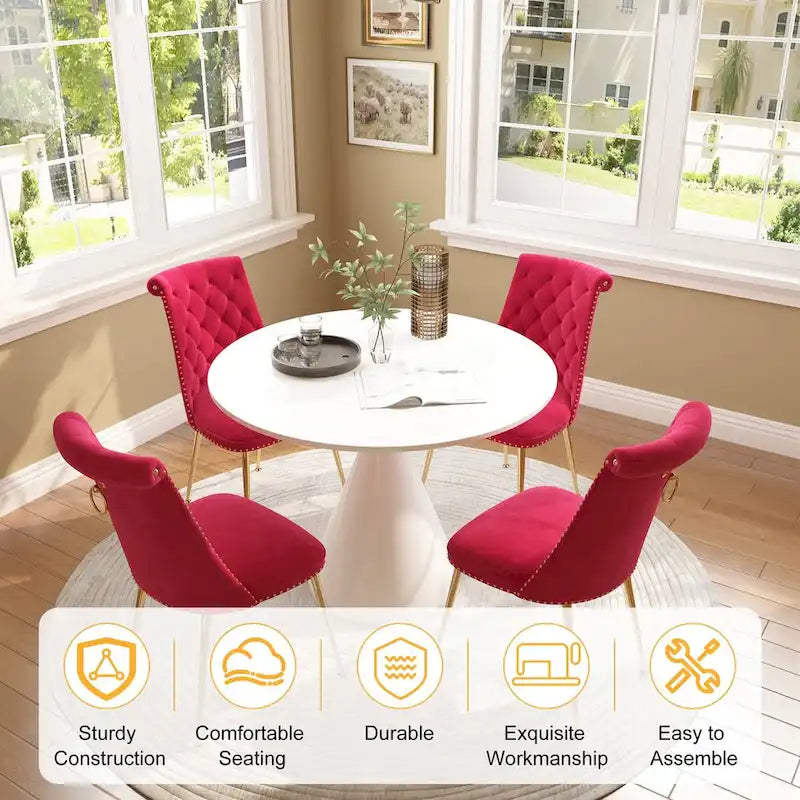 Ensemble de table à manger de luxe blanc brillant avec 48 chaises en velours