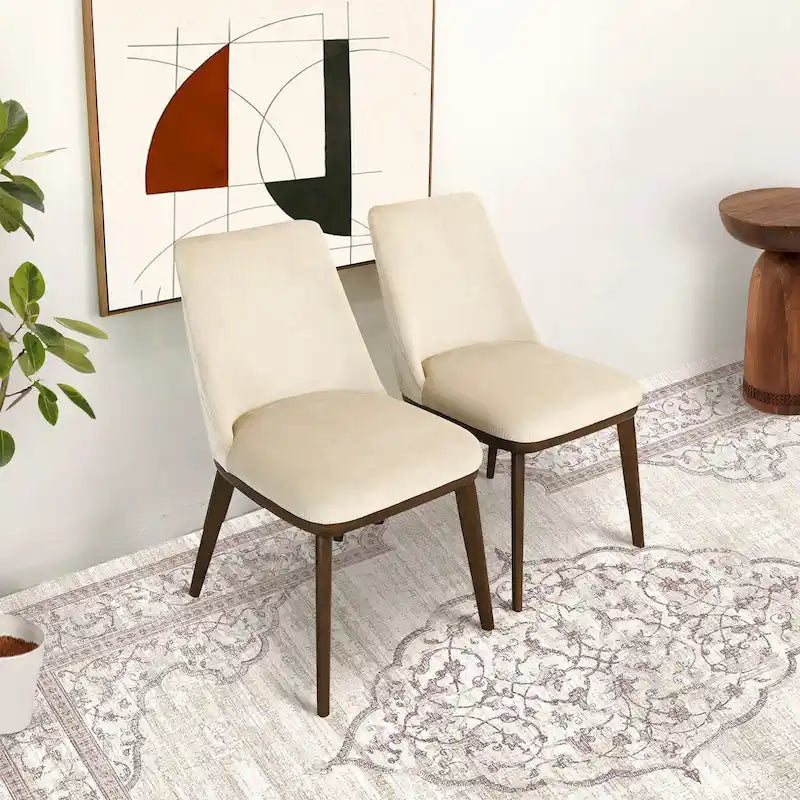 Dropia Chaise de salle à manger moderne du milieu du siècle en velours (lot de 2)