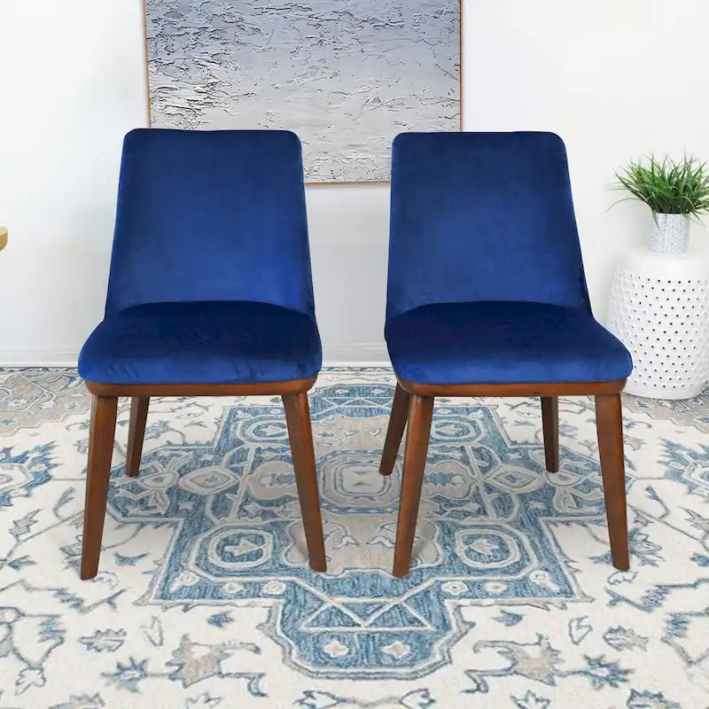 Dropia Chaise de salle à manger moderne du milieu du siècle en velours (lot de 2)