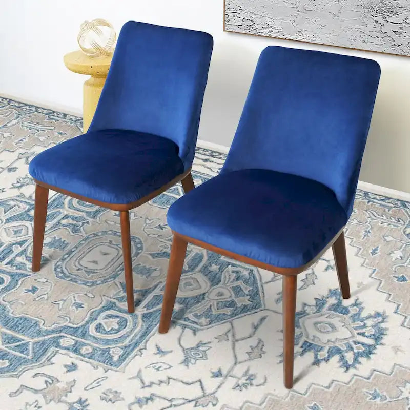 Dropia Chaise de salle à manger moderne du milieu du siècle en velours (lot de 2)