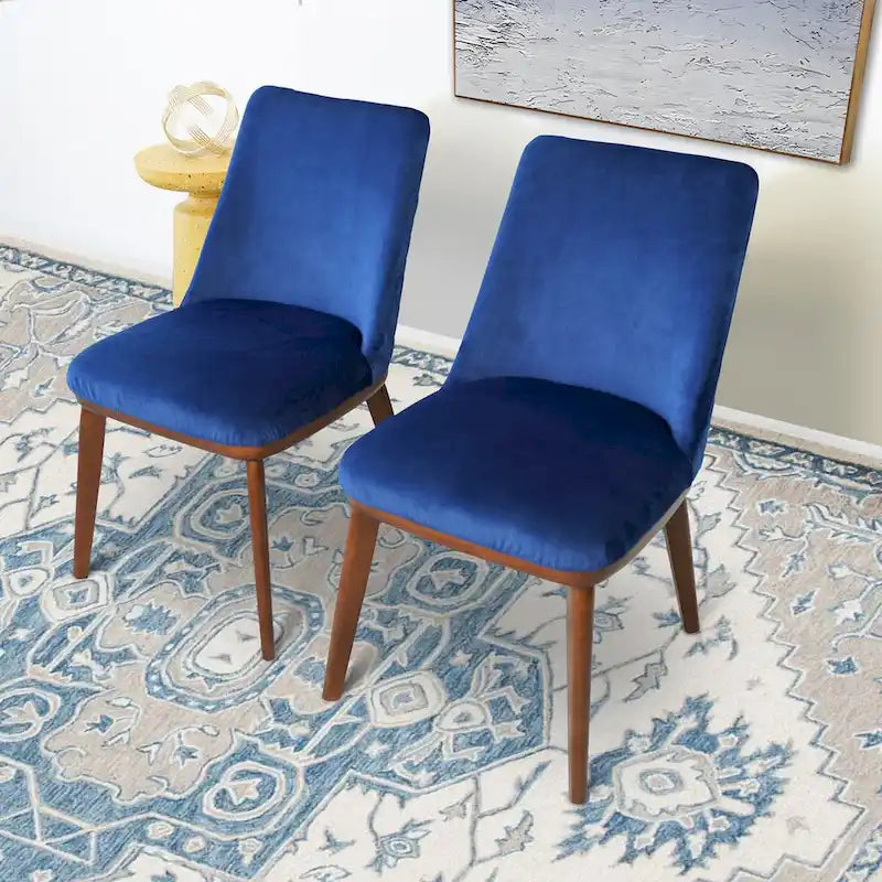 Dropia Chaise de salle à manger moderne du milieu du siècle en velours (lot de 2)