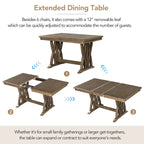 Ensemble de salle à manger extensible 7 pièces avec chaises et rallonge de 30 cm