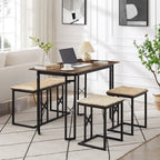 Javlergo 4-Piece Dining Table Set, Space Saving Kitchen Table with Bench and Two Stools for 4