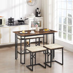 Javlergo Ensemble de salle à manger 4 pièces, Table de cuisine peu encombrante avec banc et deux tabourets pour 4 personnes