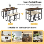 Javlergo Ensemble de salle à manger 4 pièces, Table de cuisine peu encombrante avec banc et deux tabourets pour 4 personnes