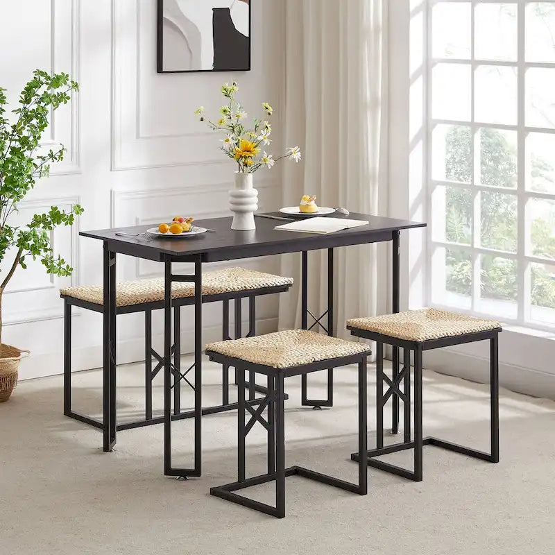 Javlergo Ensemble de salle à manger 4 pièces, Table de cuisine peu encombrante avec banc et deux tabourets pour 4 personnes